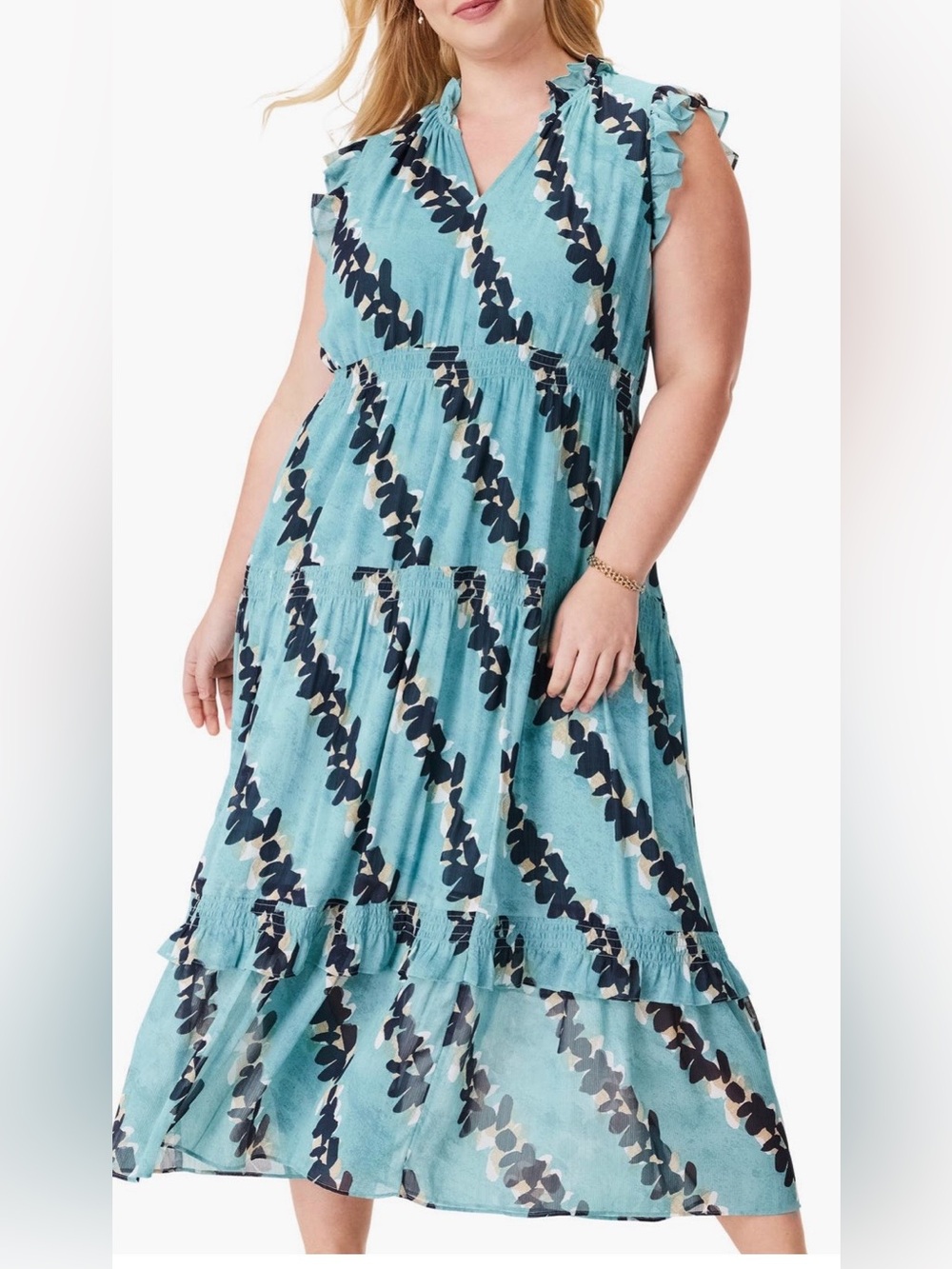 NEW Nic + Zoe Rolling Reef Ruffle Trim Maxi Dress New W Clearance Tag Size XL